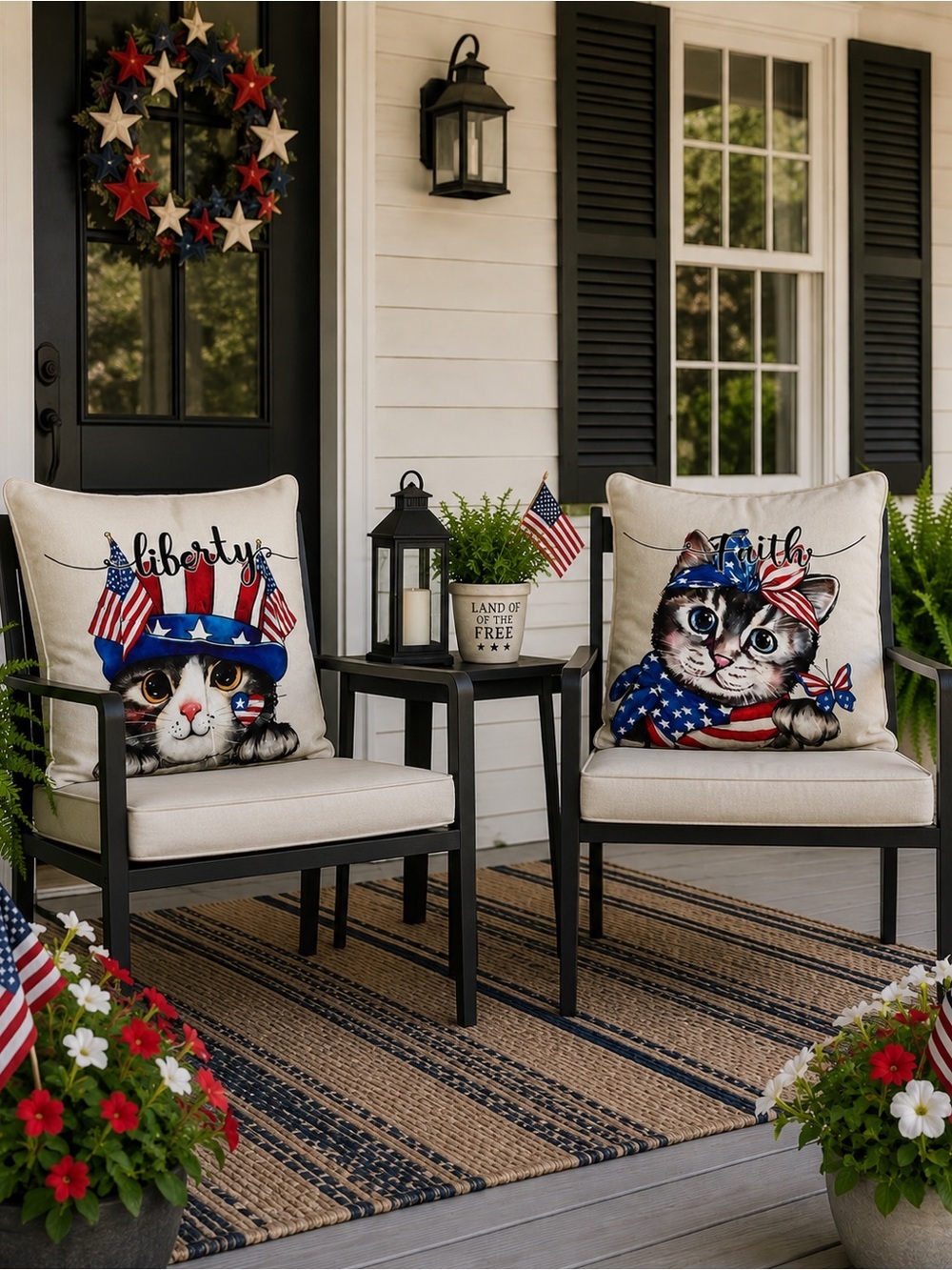 Patriotic Cat Pillow Covers x 2
Liberty & Faith Throw Cushion
Covers 18 x 18